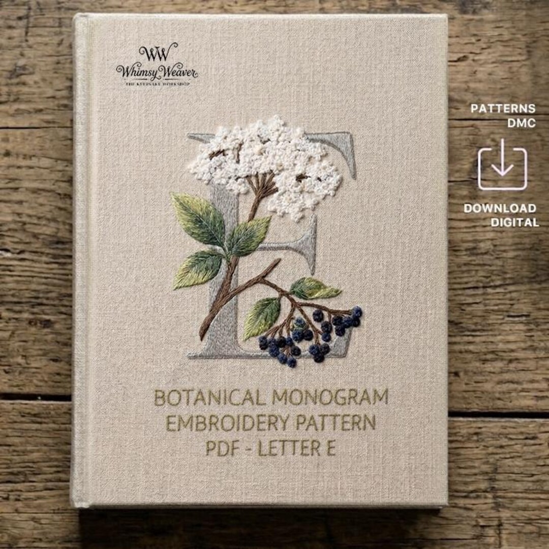 Botanical Embroidery Pattern PDF - Letter [E] Monogram - Etsy