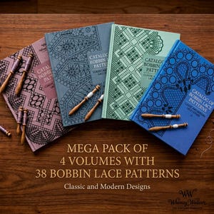 Méga pack complet de dentelle aux fuseaux, vol. I-IV | 38 modèles professionnels | Studio Whimsy Weaver (téléchargement numérique)