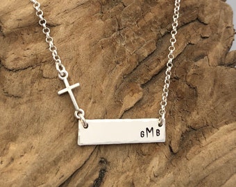 Personalized Cross Bar Necklace