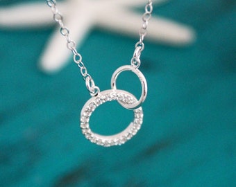 Linked Diamond Double Circle Necklace