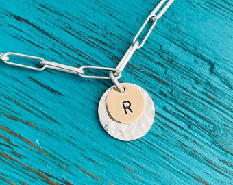 Personalized Coin / Medallion Necklace w/Paperclip Style Chain