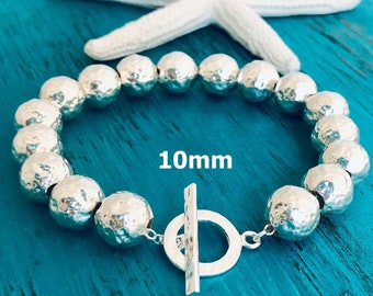 Sterling Silver .925 Hammered Ball Bracelet