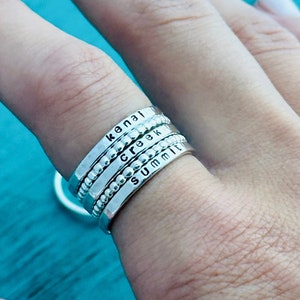 Stackable Name Ring Sterling - Personalized Ring Set - 925 Sterling Silver Name Rings - Dainty Name Ring - Custom Ring Set - Rings for Mom