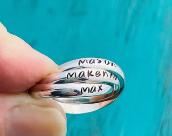 Personalized Interlocking Rings - Name Rings - Rolling Rings  - 2 Band Ring - 3 Band Ring - Mother's Ring - Sterling Silver - Gift for Her