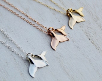 Mommy & Me Whale Tail Necklace - Sterling / Gold