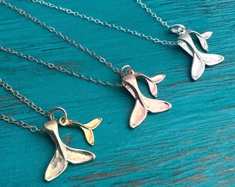 Mommy & Me Whale Tail Necklace - Sterling / Gold
