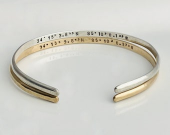 Custom Coordinates Bracelet - Gold/Sterling Silver