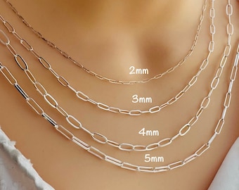 925 Sterling Paperclip Chain Necklace • Choker Paper Clip Necklace • Long Link Necklace • Gift for Her • Mother's Day Gift • Gift for Her