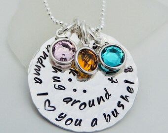 Sterling Bushel and a Peck Necklace - Mom Mother Necklace -Personalized Birthstone Necklace - Daughter Gift - Grandma Mom Grammy Nana Gift