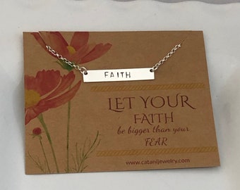 FAITH Bar Necklace with card