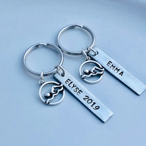 Personalized Swimming Key Chain - Senior Gift - Swim Team - Swimmer Gift - Graduation Gift - Sports Key Chain - Sports Team - Male / Female