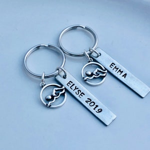 Personalized Swimming Key Chain - Senior Gift - Swim Team - Swimmer Gift - Graduation Gift - Sports Key Chain - Sports Team - Male / Female