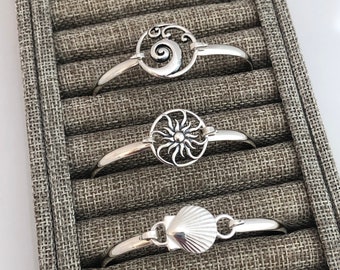 Convertible Bracelet - Shell Bracelet - Sun Bracelet - Wave Bracelet - Cape Cod Style Convertible Bracelet - Gift for Her - Vacation Jewelry