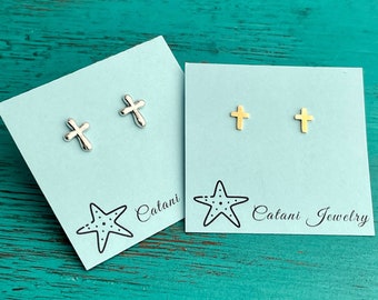 Cross Earrings -Silver or Gold