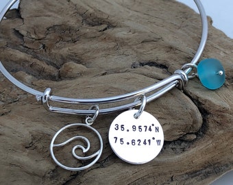 Custom Coordinates Wave Bracelet