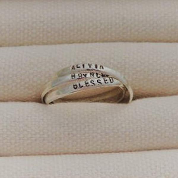 Custom Sterling Name Rings - Personalized Interlocking Rings - Name Rings - Rolling Rings  - Mother's Ring - Sterling Silver - Fidget Ring