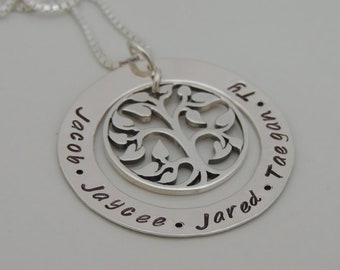 Mother's Day Gift - Mom Necklace - Gift for Mom - Tree of Life Necklace - Name Necklace -  Sterling Silver - Family Gift for Mom