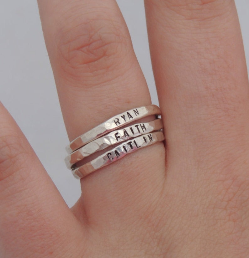 Stacking Rings Stackable Name Ring Sterling Silver Rings Hand Etsy
