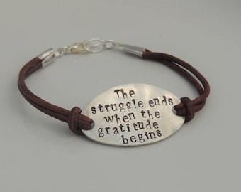 Hand Stamped Leather Bracelet