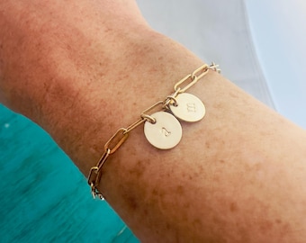 Custom Paperclip Letter Initial Bracelet - Personalized Chain Bracelet - Engraved Charm Bracelet - Alphabet Initial Bangle-Gift for Her