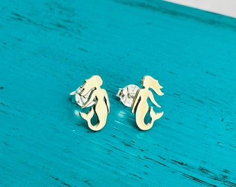 NEW! Mermaid Stud Earrings - Sterling Silver / Gold