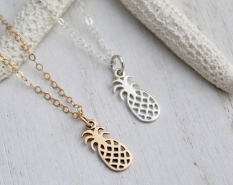 CLEARANCE SALE - Pineapple Necklace, Sterling Silver / Gold Pineapple, Fruit Necklace, Summer Necklace - Gift for Her - Williamsburg