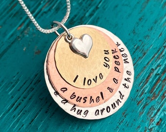 I love you a bushel and a peck and a hug around the neck Necklace