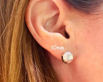 SALE - Hammered Sterling Silver Ball Earrings - Minimalist Nugget Studs - Round Ball Earrings - 4mm-5mm-6mm-8mm-10mm