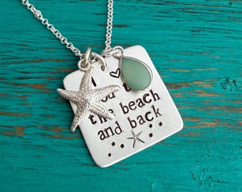 I love you to the beach and back Necklace-Beach Necklace-Coastal Necklace-Sterling Silver-Virginia Beach-Sea-Sterling Silver-Starfish