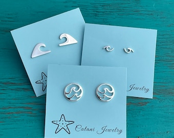 Silver Wave Earrings - Double Wave Earrings - Sterling Post/Stud Earrings