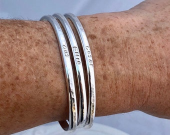 Engraved Personalized Cuff Bracelet - Sterling Silver