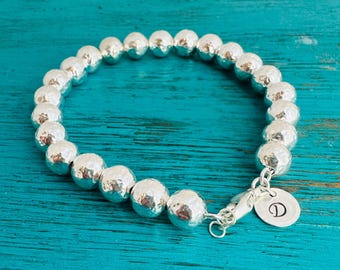 Sterling Silver .925 Hammered Ball Bracelet