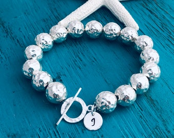 Sterling Silver .925 Hammered Ball Bracelet