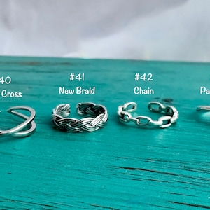 SALE 925 Sterling Toe Rings Adjustable Silver Toe Rings Minimalist Rings-Anchor-Cross-Wave-Leaves-Flower-Starfish-Assorted-Gift for Her image 5