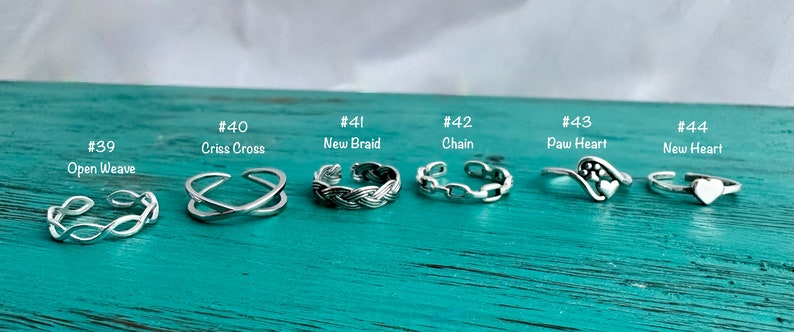 SALE 925 Sterling Toe Rings Adjustable Silver Toe Rings Minimalist Rings-Anchor-Cross-Wave-Leaves-Flower-Starfish-Assorted-Gift for Her image 5