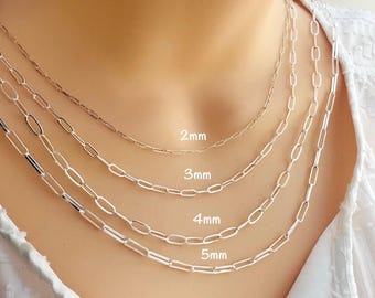 925 Sterling Paperclip Chain Necklace • Choker Paper Clip Necklace • Long Link Necklace • Gift for Her • Mother's Day Gift • Gift for Her