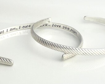 Custom Twist Hidden Message Bracelet - 925 Solid Sterling Silver Cuff - Personalized Mother of the Bride Bracelet - Mother Gift