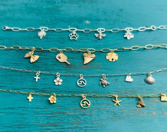 Build Your Own Charm Bracelet-Personalized Charm Bracelet-Choose Your Charms-Gold/Silver Paperclip Bracelet-Multi Charm Jewelry-DIY Bracelet