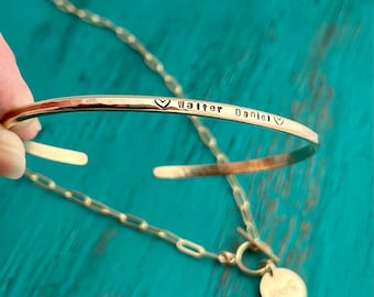 Gold Custom Engraved Cuff Bracelet