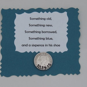 Groom&#39;s Lucky Sixpence Coin - Groom Gift - Personalized - Hand Stamped - Wedding Date - Wedding Gift