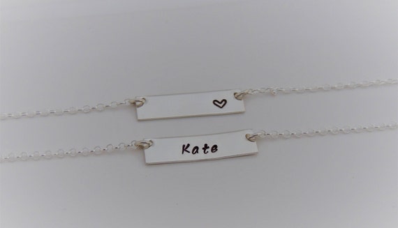 Personalized Bar Necklace Custom Name Necklace Silver Bar Etsy Personalized Bar Necklace Custom Name Necklace Silver Bar Etsy