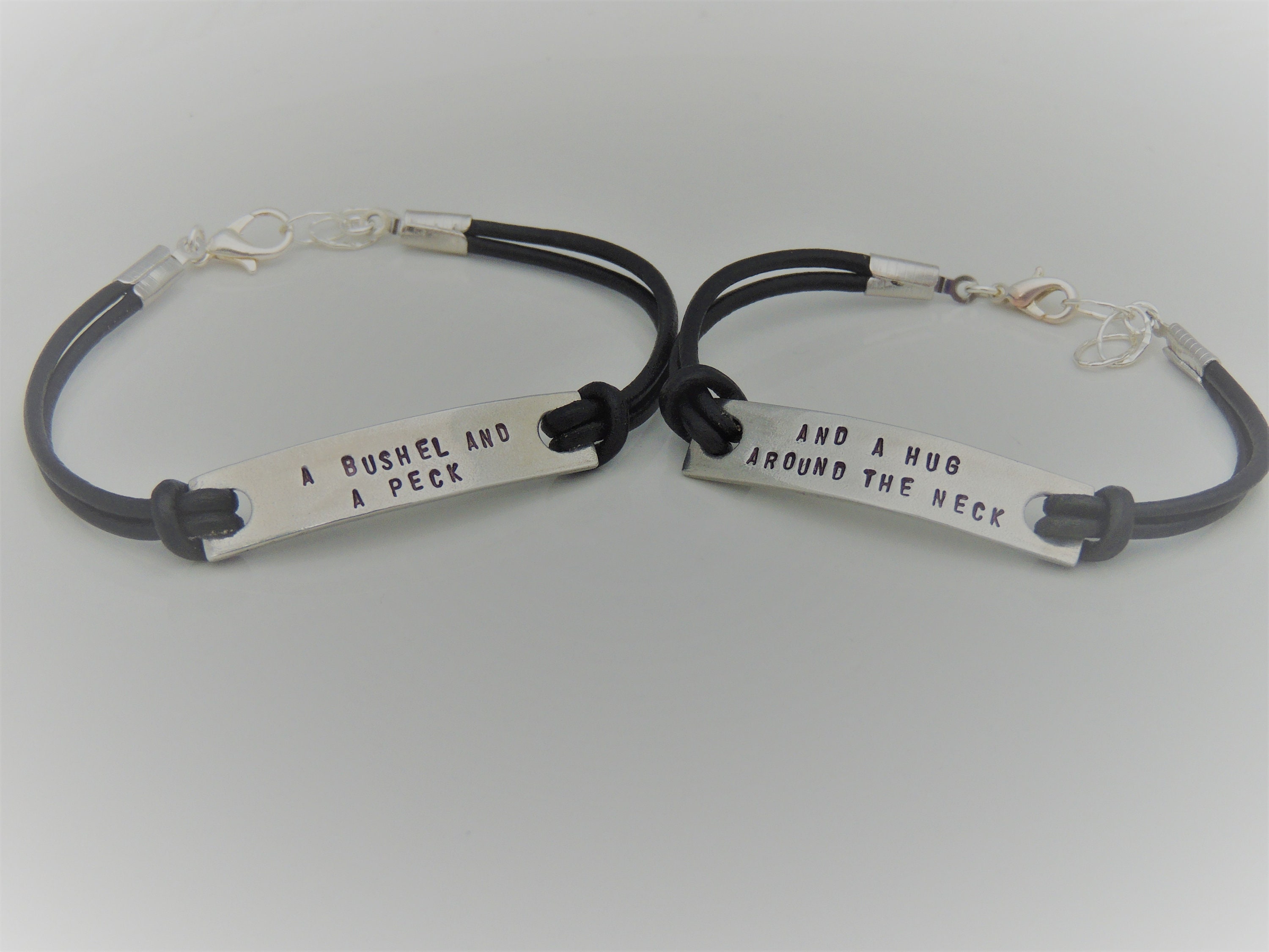 Mother Daughter Bracelet I love you a bushel & a peck Leather Bar