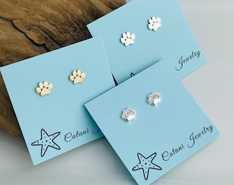 Post Paw Earrings - .925 Sterling Silver/Bronze - Stud/Post - Cat Dog Paw Animal Earrings - Tiny Small Stud Earrings - Gift for her