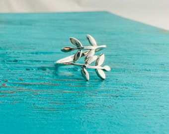 Leaves Toe Ring - 925 Sterling Silver Toe Rings - Adjustable Toe Rings - Wrap Around Leaf Toe Ring - Gift for Her - Silver Toe Rings