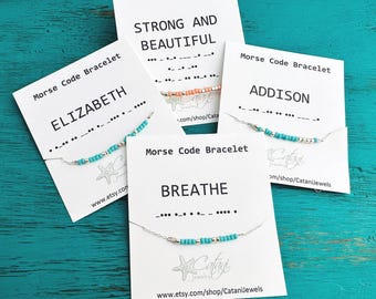Custom Morse Code Bracelet - Personalized Morse Code Gift - Hidden Message Gift for Her - Beaded Bracelet - Sterling Silver -  Gold Filled