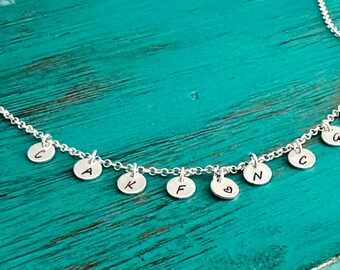 Personalized Initial Charm Necklace – Sterling Silver/Gold Filled Discs