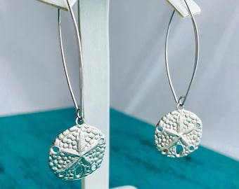 Gold Sand Dollar Earrings-14K Gold Filled-Marquis Earrings-Statement Earrings-Sterling Silver/Gold Earring-Mother's Day Gift-Gift for Her