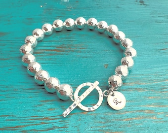 Sterling Silver .925 Hammered Ball Bracelet