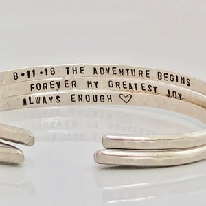 Personalized Hidden Message Cuff Bangle - Custom Engraved Bracelet  - Memorable Gift for Her - Gift for Mom Grandma Daughter - Sterling