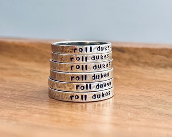 SALE - Personalized Name Rings - Hammered Stackable Ring